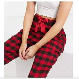 Hollister Large L Red Buffalo Check Plaid Flannel‎ Jogger Pajama Lounge Pants